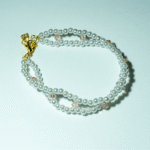 Βραχιόλι με άσπρες και ροζ ακρυλικές χάντρες