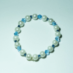 Βραχιόλι με γαλάζιες και άσπρες ακρυλικές χάντρες