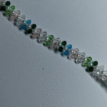 Βραχιόλι με πράσινες γαλάζιες και ροζ ακρυλικές χάντρες