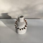 Βραχιόλι με μαργαριταράκι και καφέ φυσική πέτρα