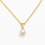 Κολιέ επιχρυσωμένο ατσάλι με απλή πέρλα