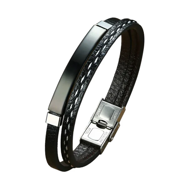 Fashion-Geometric-Stainless-Steel-Pu-Leather-Buckle-Bangle-1-Piece_1_-PhotoRoom Αντρικό βραχιόλι με δέρμα και ατσάλι - Image 1