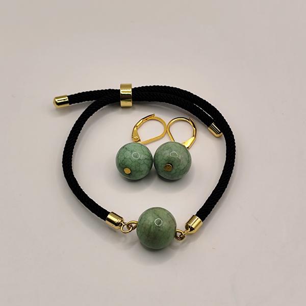 IMG_20260205_235719 Χειροποίητο set από βραχιόλι & σκουλαρίκια με γυάλινες πέτρες - Image 1