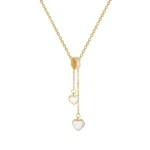 Κολιέ κρεμαστό ατσάλινο με 2 λευκές καρδιές