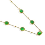 Κολιέ επιχρυσωμένο ατσάλι με οβάλ πράσινες πέτρες - Image 2