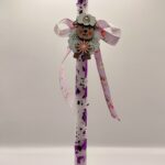 Λαμπάδα με φύλλα χρυσού φούξια προβατάκι